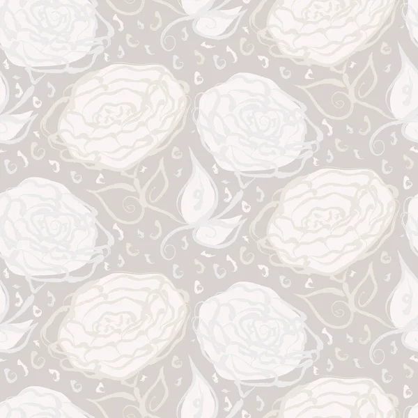 Patrón sin costura de lino floral gris francés con motivo botánico de estilo casa de campo de 2 tonos. Efecto textil rústico vintage simple. Primitivo moderno diseño chic shabby. — Vector de stock