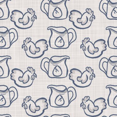 Çiftlik evi, mavi tavuk, keten kumaş, kusursuz desen. Tonal Fransız kır evi tarzı çiftlik hayvanı geçmişi. Basit bir kırsal kumaş tekstil etkisi. Şekil verilmiş doğa, pejmürde, şık mutfak örtüsü..