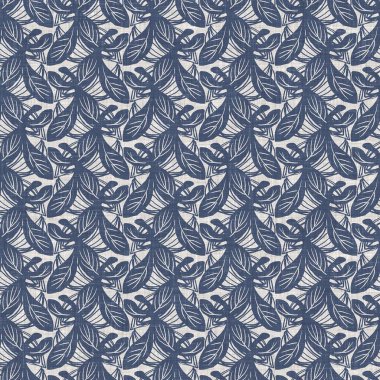 Fransız mavi botanik yaprağı keten desenli ve 2 tonluk kır evi motifli. Basit bir kırsal kumaş tekstil etkisi. İlkel, eski püskü, şık mutfak bezi tasarımı..