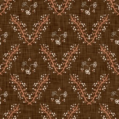 Kusursuz keten karalama çiçek desenli arka plan. Sakin boho dünya renginde duvar kağıdı. Basit modern skandi unisex çiçek tasarımı. Her yerde organik, çocuksu, cinsiyetsiz, tarafsız bir bebek var. El çizimi.