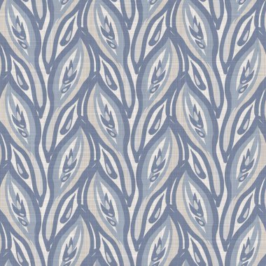 İki tonluk kır evi tarzı botanik motifli Fransız mavisi keten desenli. Basit bir kırsal kumaş tekstil etkisi. İlkel, modern, pejmürde, şık tasarım..