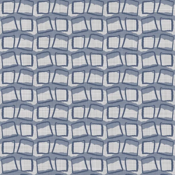 Французький синій геометричний лляний візерунок без вітрил. Tonal farmhouse cottage style abstract grid background Простий вінтажний текстильний ефект із сільської тканини. Примітивний сучасний потертий шикарний кухонний одяг. — стокове фото