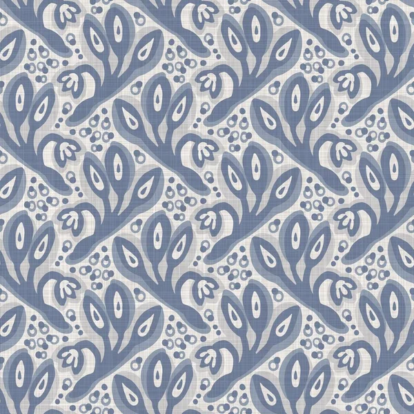 İki tonluk kır evi tarzı botanik motifli Fransız mavisi keten desenli. Basit bir kırsal kumaş tekstil etkisi. İlkel, modern, pejmürde, şık tasarım..