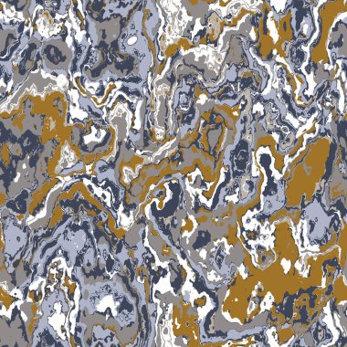 Lacivert, sarı, mermer, pürüzsüz doku. Düzensiz renk mürekkebi boya efektini lekelemiş. Mermer düzensiz girdap izi. Modern moda duvar kağıdı döşemesi