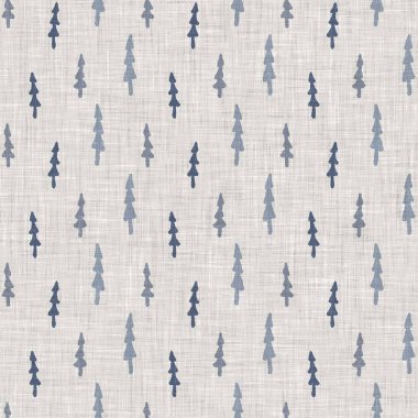 Fransız mavi botanik yaprağı keten desenli ve 2 tonluk kır evi motifli. Basit bir kırsal kumaş tekstil etkisi. İlkel, eski püskü, şık mutfak bezi tasarımı..