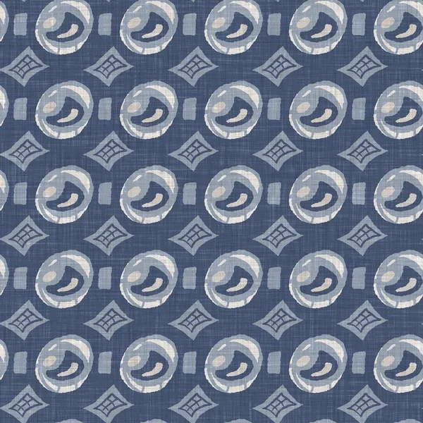 French blue doodle motif linen seamless pattern. Tonal country cottage style abstract scribble motif background. Simple vintage rustic fabric textile effect. Primitive drawing shabby chic cloth.