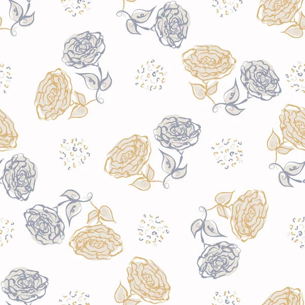 Linge floral bleu français motif sans couture avec motif botanique de style cottage campagnard à 2 tons. Tissu rustique vintage simple effet textile. Primitive design moderne shabby chic. — Image vectorielle