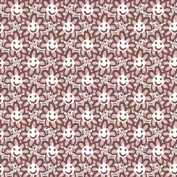 Gender neutral floral seamless raster background. Simple whimsical romantic 2 tone pattern. Kids nursery wallpaper or scandi all over print. — Stock Photo, Image