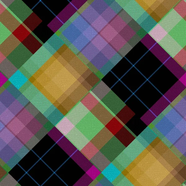 Diagonální madras patchwork kostkovaný bavlněný vzor. Bezešvé prošívání tkaniny efekt prádlo zkontrolujte pozadí. — Stock fotografie