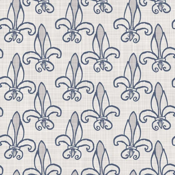 French fleur de lis royal lily seamless pattern. Farmhouse cottage background. Lilies lys flower flourish motif allover rustic damask. — Stock Photo, Image