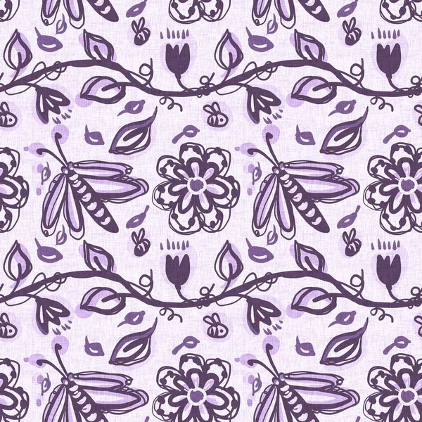 Gender neutral floral bug seamless raster background. Simple whimsical romantic 2 tone pattern. Kids nursery wallpaper or scandi all over print. — Stock Photo, Image