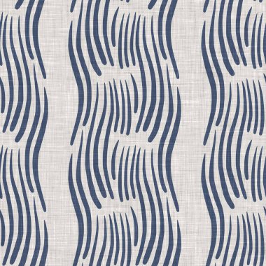Kusursuz Fransız kırsal mutfak çizgili kumaş deseni. Mavi beyaz dikey çizgili arka plan. Batik Boyası Kaynak Stili Kırsal Örgü Cottagecore Tekstili. 