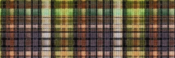 Classic winter tartan knit wol plaid seamless edging border. Latar belakang trim pemeriksa gingham. Woven scottish maskulin tweed efek kerajinan jahitan pita banner. — Stok Foto