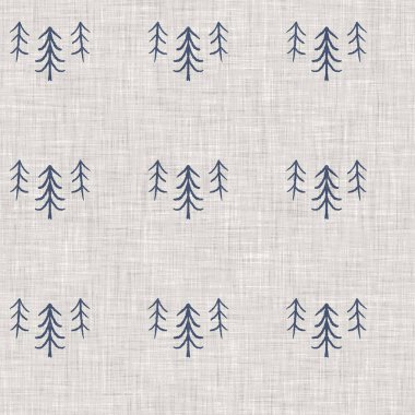 Fransız mavi botanik yaprağı keten desenli ve 2 tonluk kır evi motifli. Basit bir kırsal kumaş tekstil etkisi. İlkel, eski püskü, şık mutfak bezi tasarımı..