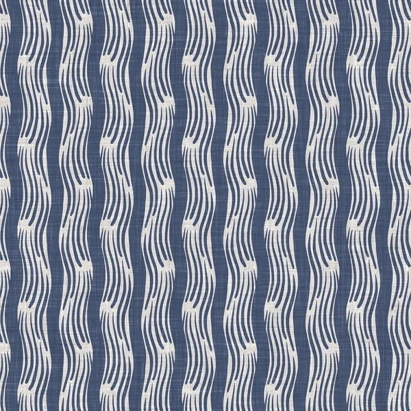 Estampado de patrón de tela de rayas de cocina de campo francés sin costuras. Fondo rayado vertical azul blanco. Tinte Batik provence estilo rústico tejido cottagecore textil. — Foto de Stock