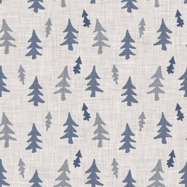 Fransız mavi botanik yaprağı keten desenli ve 2 tonluk kır evi motifli. Basit bir kırsal kumaş tekstil etkisi. İlkel, eski püskü, şık mutfak bezi tasarımı..