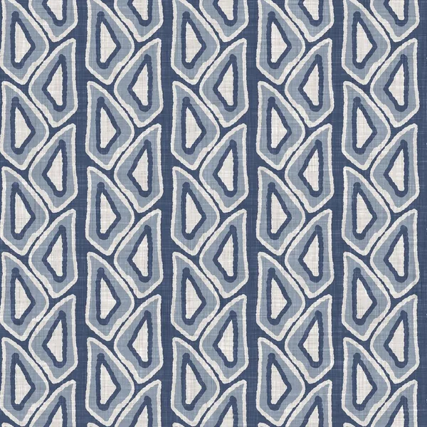 French blue geometric linen seamless pattern. Tonal farmhouse cottage style abstract grid background. Simple vintage rustic fabric textile effect. Primitive modern shabby chic kitchen cloth design. — Stock Photo, Image