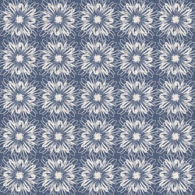 İki tonluk kır evi tarzı botanik motifli Fransız mavisi keten desenli. Basit bir kırsal kumaş tekstil etkisi. İlkel, modern, pejmürde, şık tasarım..