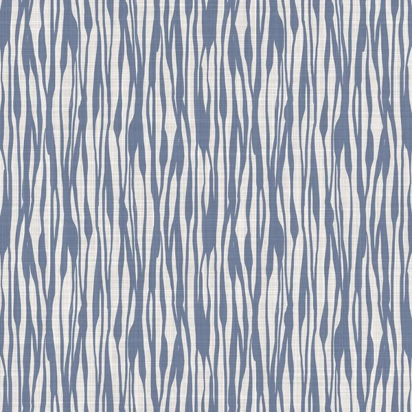 Seamless French country kitchen stripe fabric pattern print. Blue yellow white vertical striped background. Batik dye provence style rustic woven cottagecore textile. — Stock Photo, Image