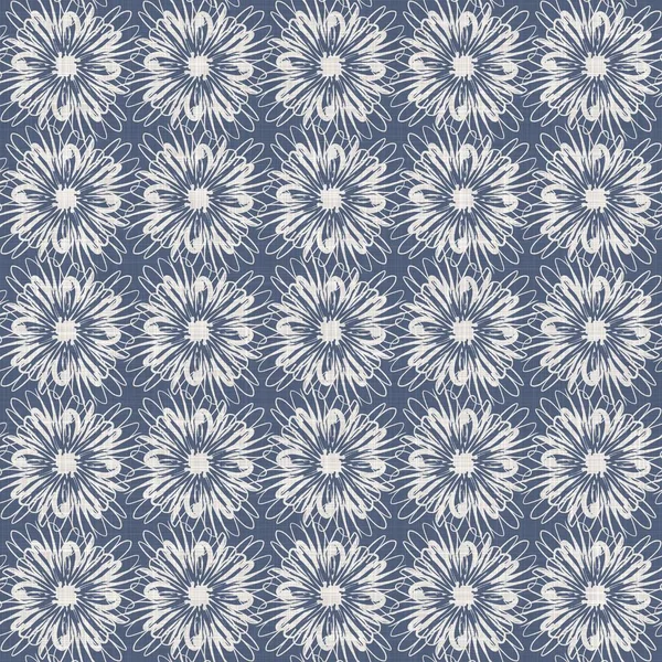 İki tonluk kır evi tarzı botanik motifli Fransız mavisi keten desenli. Basit bir kırsal kumaş tekstil etkisi. İlkel, modern, pejmürde, şık tasarım..