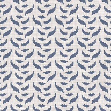 Fransız mavisi karalama motifli keten desenli. Tonal kır evi tarzı soyut karalama motifi arka planı. Basit bir kırsal kumaş tekstil etkisi. İlkel, pejmürde, şık bir kumaş..