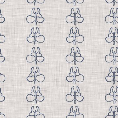 Çiftlik evi mavi kelebek keten desenli. Tonal Fransız kır evi tarzı çiftlik hayvanı geçmişi. Basit bir kırsal kumaş tekstil etkisi. Şekil verilmiş doğa, pejmürde, şık mutfak örtüsü..