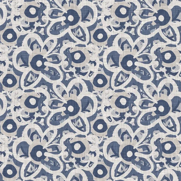 Linge floral bleu français motif sans couture avec motif botanique de style cottage campagnard à 2 tons. Tissu rustique vintage simple effet textile. Primitive design moderne shabby chic. — Photo