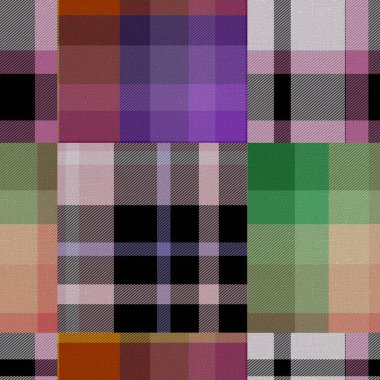 Kusursuz madras yama desenli ekose pamuk deseni. Tablolanabilir örtü kumaş efekti keten kontrolü arka planı. 