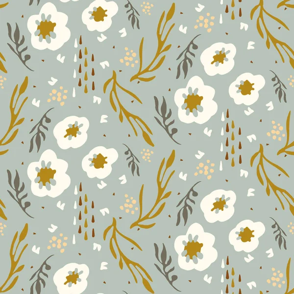 Género neutral floral sin costura vector de fondo. Patrón caprichoso simple de 2 tonos. Niños vivero fondo de pantalla o escándalo por todas partes imprimir. — Vector de stock