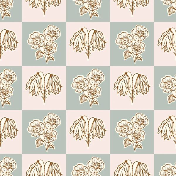 Genre neutre floral fond vectoriel sans couture. Modèle simple fantaisiste 2 tons. Papier peint de pépinière d'enfants ou scandi partout imprimer. — Image vectorielle