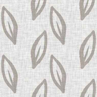 Fransız gri botanik yapraklı keten desenli, 2 tonluk kır evi motifli. Basit bir kırsal kumaş tekstil etkisi. İlkel, eski püskü, şık mutfak bezi tasarımı..