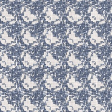 Fransız mavisi, düzensiz, noktalı keten desenli. Tonal kır evi tarzı soyut benekli arka plan. Basit bir kırsal kumaş tekstil etkisi. İlkel yapılı, pejmürde, şık bir kumaş..