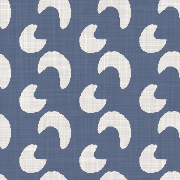 Fransız mavisi karalama motifli keten desenli. Tonal kır evi tarzı soyut karalama motifi arka planı. Basit bir kırsal kumaş tekstil etkisi. İlkel, pejmürde, şık bir kumaş.. — Stok fotoğraf