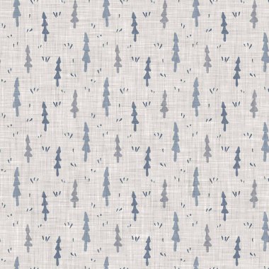 Fransız mavi botanik yaprağı keten desenli ve 2 tonluk kır evi motifli. Basit bir kırsal kumaş tekstil etkisi. İlkel, eski püskü, şık mutfak bezi tasarımı..