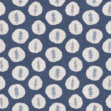 Fransız mavi botanik yaprağı keten desenli ve 2 tonluk kır evi motifli. Basit bir kırsal kumaş tekstil etkisi. İlkel, eski püskü, şık mutfak bezi tasarımı..