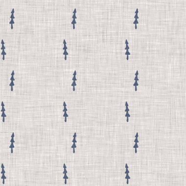 Fransız mavi botanik yaprağı keten desenli ve 2 tonluk kır evi motifli. Basit bir kırsal kumaş tekstil etkisi. İlkel, eski püskü, şık mutfak bezi tasarımı..