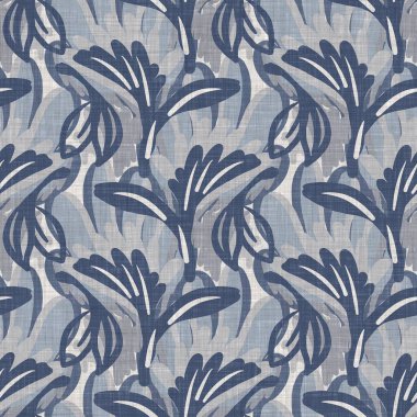 İki tonluk kır evi tarzı botanik motifli Fransız mavisi keten desenli. Basit bir kırsal kumaş tekstil etkisi. İlkel, modern, pejmürde, şık tasarım..