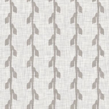 Fransız gri botanik yapraklı keten desenli, 2 tonluk kır evi motifli. Basit bir kırsal kumaş tekstil etkisi. İlkel, eski püskü, şık mutfak bezi tasarımı..