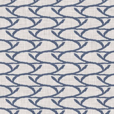 Fransız mavisi karalama motifli keten desenli. Tonal kır evi tarzı soyut karalama motifi arka planı. Basit bir kırsal kumaş tekstil etkisi. İlkel, pejmürde, şık bir kumaş..
