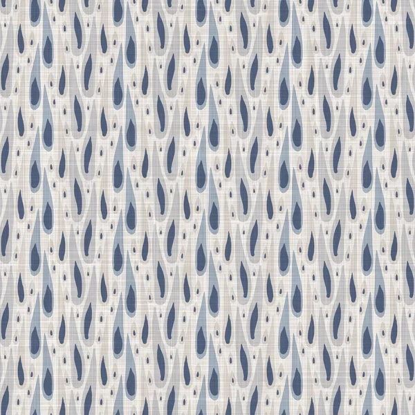 Patrón sin costura de lino motivo garabato azul francés. Tonal estilo de la casa de campo fondo de diseño de garabato abstracto. Efecto textil rústico vintage simple. Primitivo dibujo shabby chic paño. — Foto de Stock