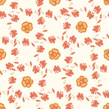 Doğal şık boho çiçeği desenli, dağınık yaban çiçeği tarzında. El çizimi organik botanik moda baskısı. Modern yaz doğa bahçesi, modaya uygun klasik kır pamuğu renginde çiçek açtı. 