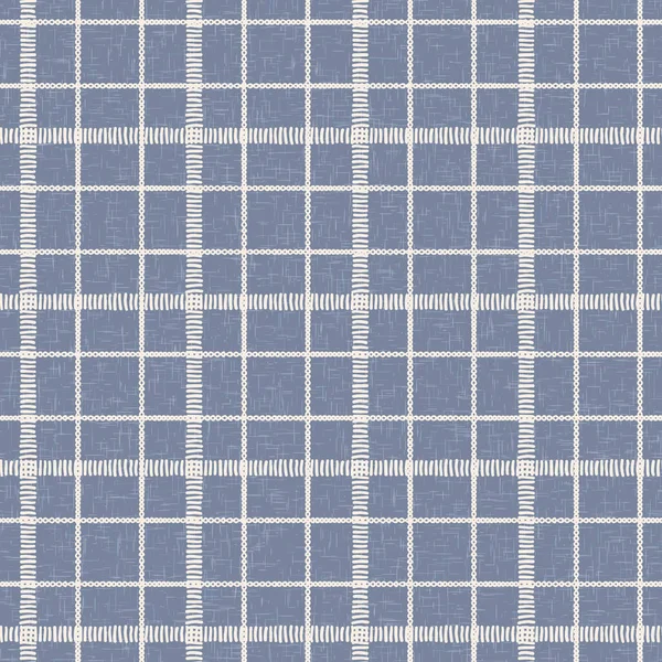 Farmhouse blue seamless check vector pattern. Gingham baby color checker background. Woven tweed all over print. — Stock Vector