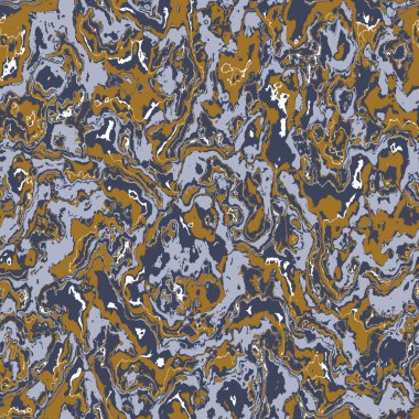 Lacivert, sarı, mermer, pürüzsüz doku. Düzensiz renk mürekkebi boya efektini lekelemiş. Mermer düzensiz girdap izi. Modern moda duvar kağıdı döşemesi