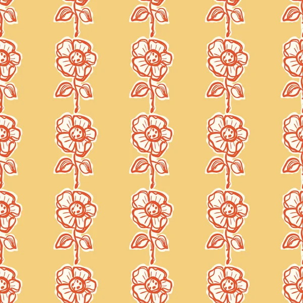 Φυσικό κομψό boho λουλούδι αδιάλειπτη μοτίβο σε ditzy στυλ αγριολούλουδα. Χειροποίητο οργανικό σχέδιο μόδας βοτανικής. Σύγχρονη καλοκαιρινή φύση κήπο άνθιση στη μοντέρνα vintage χώρα cottagecore χρώμα. — Διανυσματικό Αρχείο