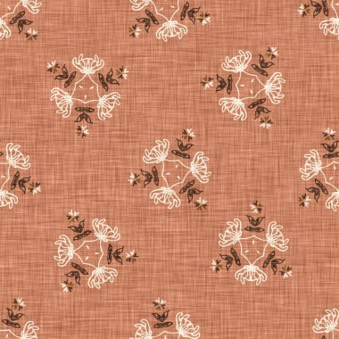 Kusursuz keten karalama çiçek desenli arka plan. Sakin boho dünya renginde duvar kağıdı. Basit modern skandi unisex çiçek tasarımı. Her yerde organik, çocuksu, cinsiyetsiz, tarafsız bir bebek var. El çizimi.