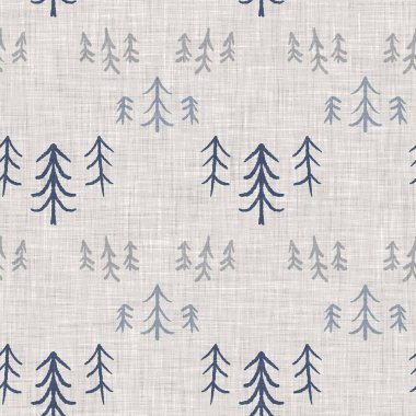 Fransız mavi botanik yaprağı keten desenli ve 2 tonluk kır evi motifli. Basit bir kırsal kumaş tekstil etkisi. İlkel, eski püskü, şık mutfak bezi tasarımı..