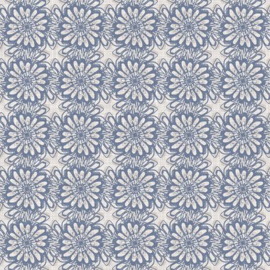 Fransız mavi botanik yaprağı keten desenli ve 2 tonluk kır evi motifli. Basit bir kırsal kumaş tekstil etkisi. İlkel, eski püskü, şık mutfak bezi tasarımı..