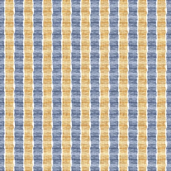 Sem costura francês país cozinha stripe tecido padrão de impressão. Azul amarelo branco vertical listrado fundo. Batik tintura provence estilo rústico tecido cottagecore têxtil. — Fotografia de Stock