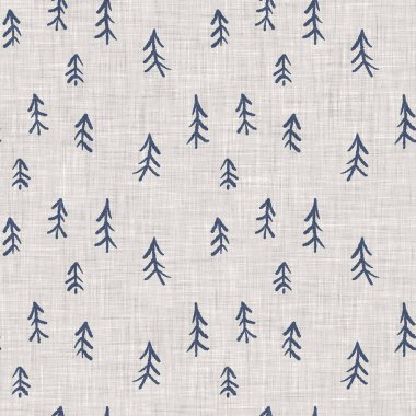 Fransız mavi botanik yaprağı keten desenli ve 2 tonluk kır evi motifli. Basit bir kırsal kumaş tekstil etkisi. İlkel, eski püskü, şık mutfak bezi tasarımı..