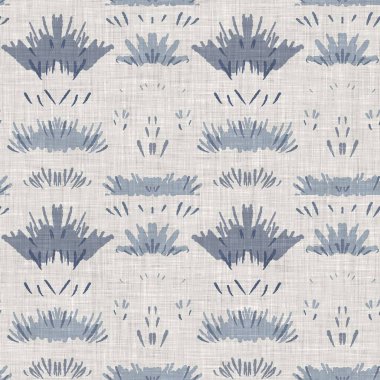 Fransız mavi botanik yaprağı keten desenli ve 2 tonluk kır evi motifli. Basit bir kırsal kumaş tekstil etkisi. İlkel, eski püskü, şık mutfak bezi tasarımı..